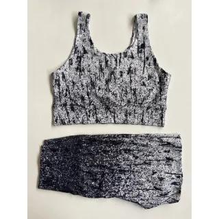 Conjunto Fitness Suplex Feminino - Top e Short 3D - SHORT rosa estampado