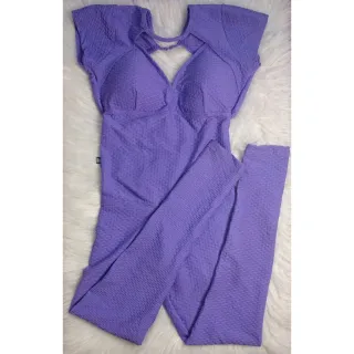 Macacão fitness feminino longo com bojo para academia - Azul Marinho