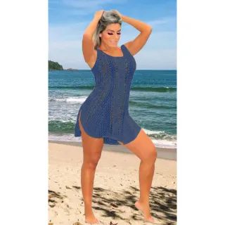 Vestido Regata Tricot Fenda Lateral - Saída Praia Verão - Branco