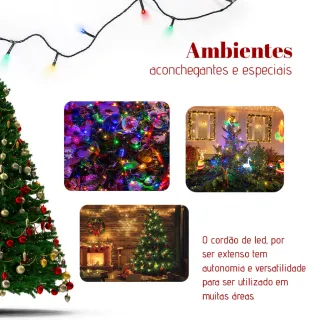 100LED Pisca Natal Colorido Quente Frio Branco 10M - Kit 3 - RGB/220V