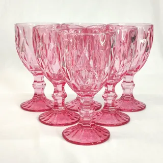 Taças de Vidro Diamante Transparente - Jogo com 6 unidades - Rainbow 300ml