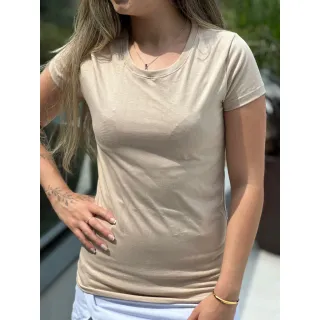 Camiseta 100% algodão lisa fio 30.1 penteado - Areia