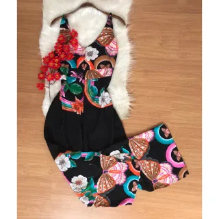 Coleção Verão Macacão Estampado Viscose Longo - Estampa 18