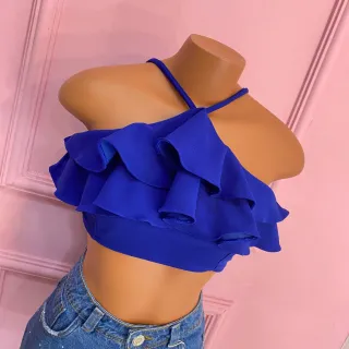 Detalhes nas costas, cropped maravilhoso com alça babado 024 - Magenta