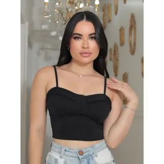 Promoção Cropped Neoprene Feminino com Bojo - Moda Blogueira - Rosa Bebe