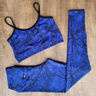 Top Fitness e Calça Legging Conjunto Academia Feminino - Preto