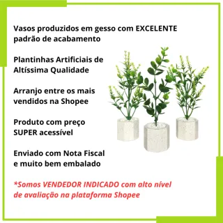 Vasinhos Decorativos com Plantas Artificiais - Aparência Natural 20cm - Único