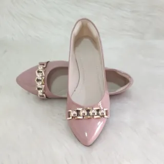 Sapatilha Preta Elegante Bico Fino Modelos Variados do 34 ao 39 Nude - VERDE VERNIZ APLIQUE