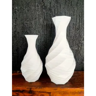 Impressão 3D - Kit com 2 Vasos Decorativos Geométricos - Preto