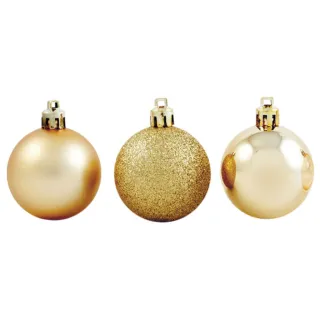 Enfeite Natalino Bolas Lisa Fosca e Com Glitter para Árvore de Natal Pequena - Kit com 15 peças - DOURADA