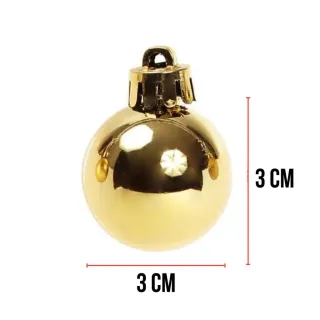 Enfeite Natalino Bolas Lisa Fosca e Com Glitter para Árvore de Natal Pequena - Kit com 15 peças - DOURADA