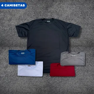 Camisetas Lisa Refletiva Dry Fit - Kit 4 Peças Academia Treino - KIT A