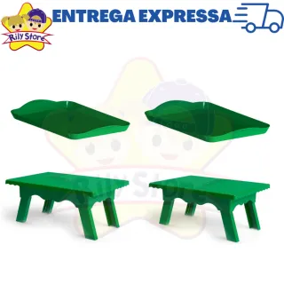 4 Peças Kit Festa: 2 Bandejas Pequenas + 2 Mesinhas Decorativas - Vermelho