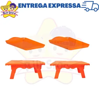 4 Peças Kit Festa: 2 Bandejas Pequenas + 2 Mesinhas Decorativas - Vermelho