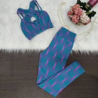 Calça + Top Fitness SUPLEX Conjunto 3em1 - ESTAMPADO *02