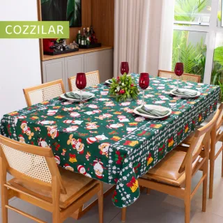 Toalha de Mesa Estampada Quadrada Natalina - 1,40m x 1,40m - Modelo 12
