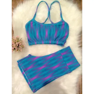 Conjunto Fitness Feminino Veste 36/42 Top + Short Academia Sem Bojo - CJ17