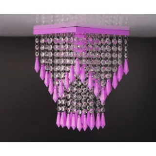 Base Prata - Lustre de Cristal Acrílico 20x20 - Lilás