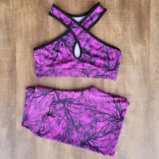 Conjunto Fitness Estampado Feminino - Short e Top para Academia - Estampa 08