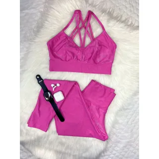 Legging Fitness Compressão Aveludada, Conjunto Poliamida Cós Alto - Vermelho