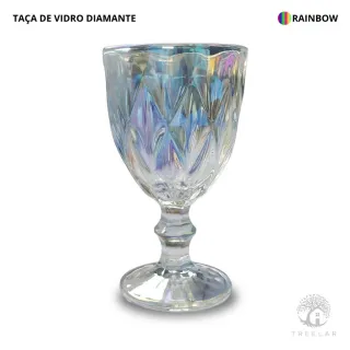 Taças de Vidro Diamante Transparente - Jogo com 6 unidades - Rainbow 300ml