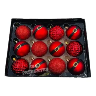 Enfeite Natalino Glitter Bolas Decoradas Kit 6cm - 12UNI / 24UNI / 36UNI - 36 Dourado - P21403(3BOX)