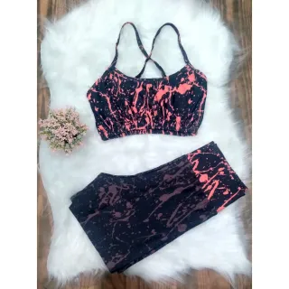 Top e Short Estampado Conjunto Academia Feminino - Pode Escolher a Cor - CJ10