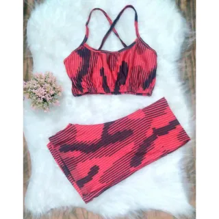 Top e Short Estampado Conjunto Academia Feminino - Pode Escolher a Cor - CJ10