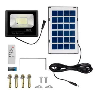 Placa Solar com Kit Refletor LED Holofote 100W - Único