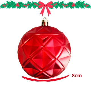 Grande Bola de Natal Vermelha 3D Arabesca Fosca Brilhante - Pack com 6 Unidades - Único