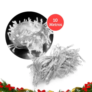 100LED Pisca Natal Colorido Quente Frio Branco 10M - Kit 3 - RGB/220V