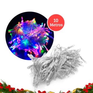 100LED Pisca Natal Colorido Quente Frio Branco 10M - Kit 3 - RGB/220V
