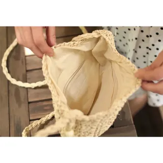 Bolsa Redonda de Palha Mayara com Alça de Ombro - Ref-4239 - Marrom