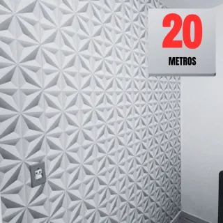 Adesivo Autocolante Geométrico Cinza Claro - Papel de Parede 3D para Sala, Quarto e Cozinha - 4 ROLOS = 20 METROS