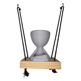 Suculentas e Cactos: Vaso de Parede Mod Sentado Yoga Bob no Balanço - Preto