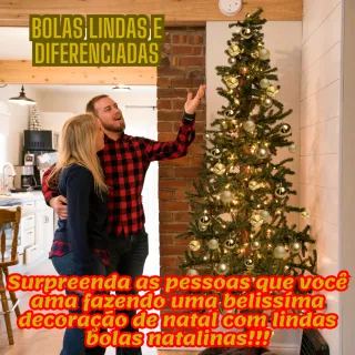 Árvore de Natal Decorada Dourada com Bolas Grandes Fosca e Glitter - Único