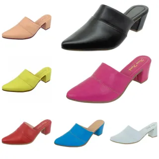 Mule Scarpin Bico Fino Salto Alto Grosso Luxo - Nude