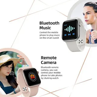 Relógio Inteligente IWO X8 - Monitor Cardíaco, Chamadas Bluetooth, Tela Cheia Touch - Rosa de Ouro