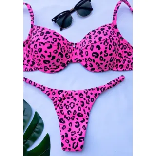 Meia Taça Biquíni (Fio Dental) - Zebra rosa neon