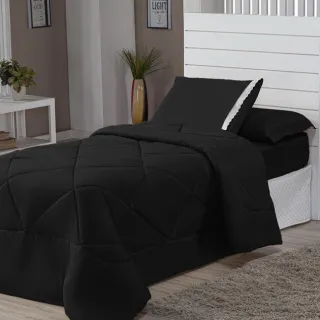 Promoção Edredon Solteiro Dupla Face Margarida com Fronha - Avelã