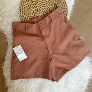 Cintura alta feminino crepe alfaiataria curto social - Azul Caneta