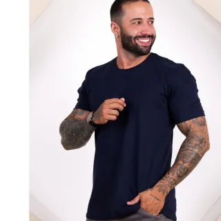 Camiseta Lisa Premium Algodão Masculina - Cores: Preta, Branca, Cinza, Azul Marinho - Cinza