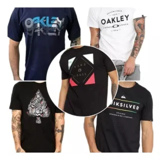 Camisa Masculina 100% Algodão - Kit com 03 Camisetas (Estampas Variadas) - ESCURA