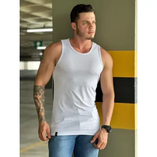 Camiseta listra Longline masculina em malha canelada - AZUL MARINHO MALHA