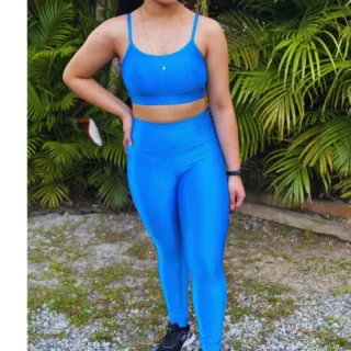 Top Canelado com Bojo Removível e Legging Premium - Conjunto Academia - Marinho