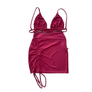 Biquíni Cortininha Feminino Conjunto Gringa - Saia De Regulagem Frontal - Branco