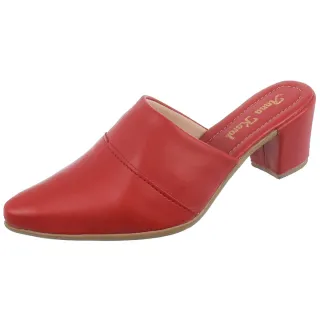 Mule Scarpin Bico Fino Salto Alto Grosso Luxo - Nude