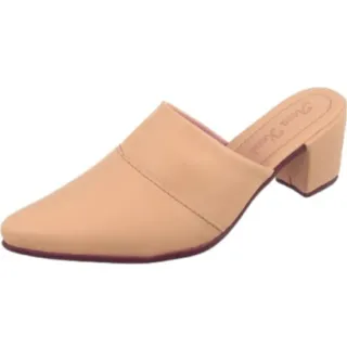 Mule Scarpin Bico Fino Salto Alto Grosso Luxo - Nude