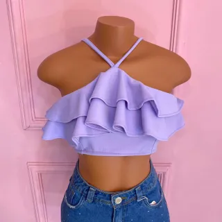 Detalhes nas costas, cropped maravilhoso com alça babado 024 - Magenta