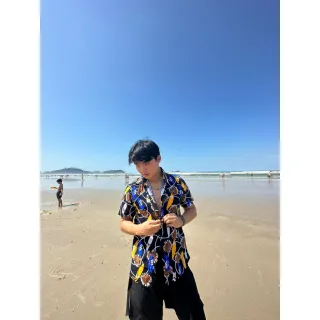 Roupas Casuais Masculinas: Camiseta Estampada Coco 3D, Camisa Havaiana de Verão - Preto